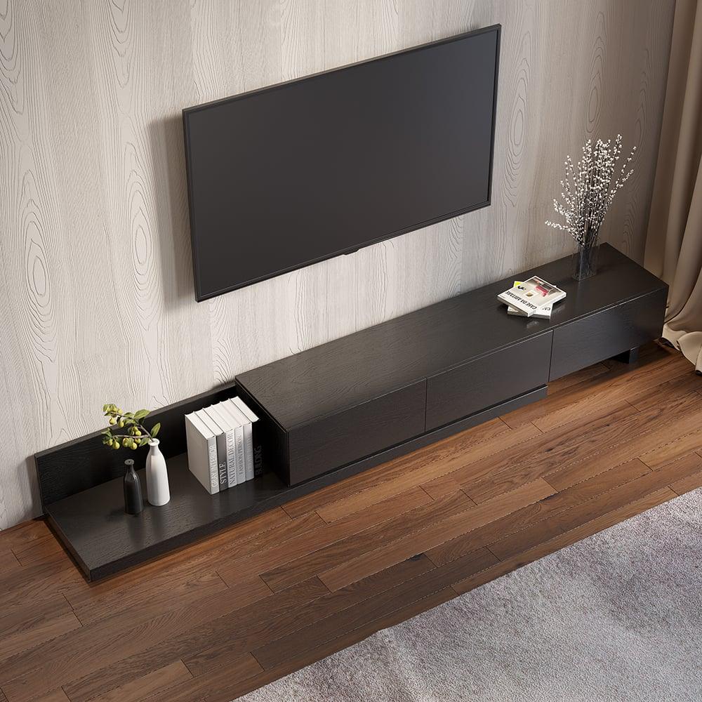TV Unit - MDF Wood - Black - 200x40x32 cm - Cataloug