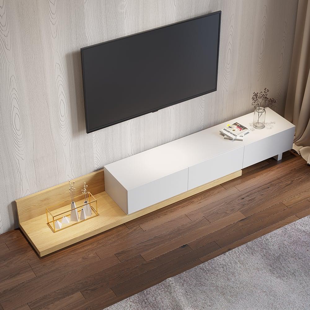 TV Unit - MDF Wood - Beige & White - 200x40x32 cm - Cataloug