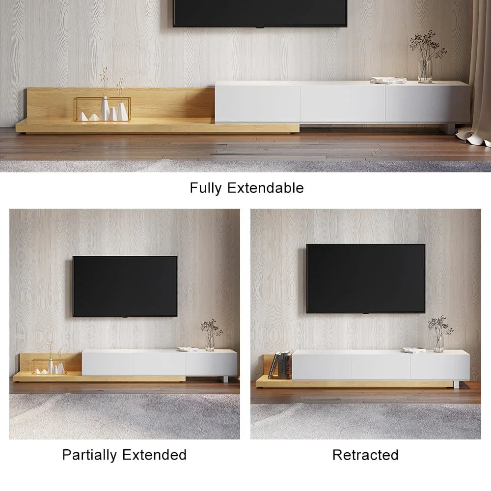 TV Unit - MDF Wood - Beige & White - 200x40x32 cm - Cataloug