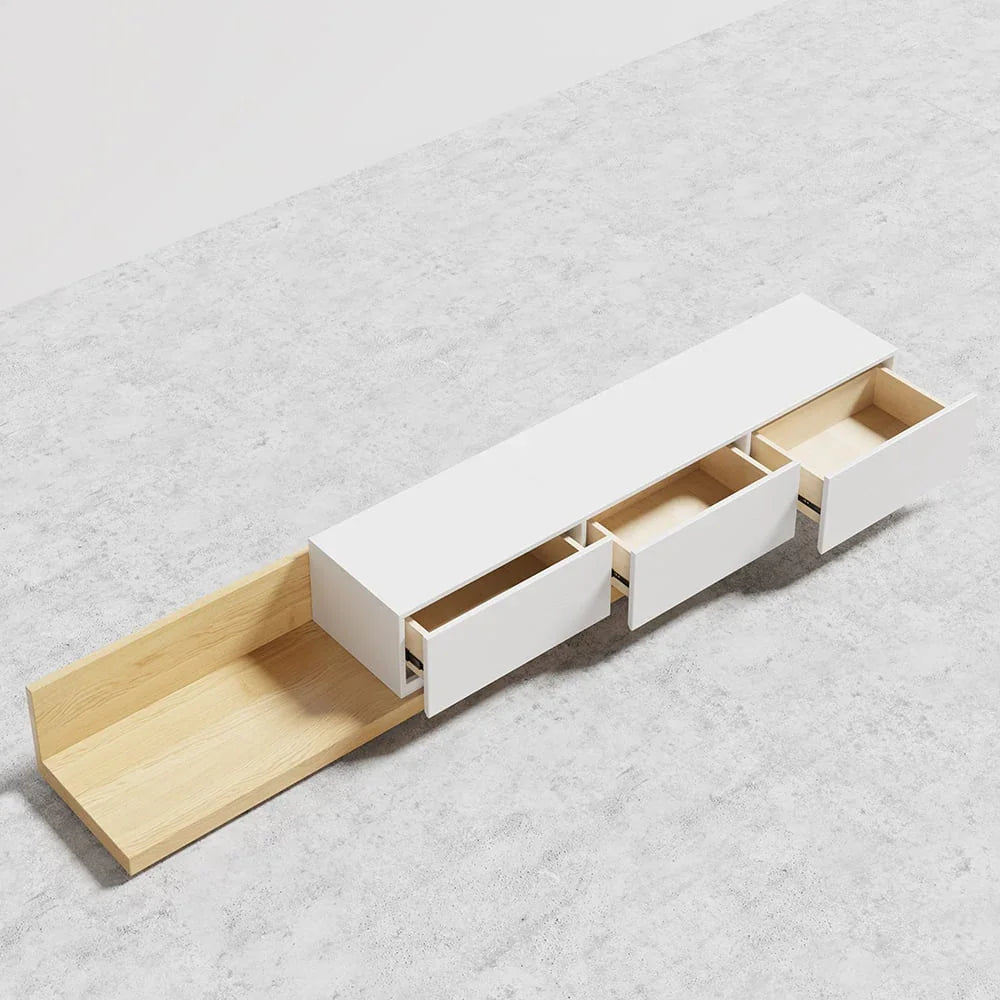 TV Unit - MDF Wood - Beige & White - 200x40x32 cm - Cataloug