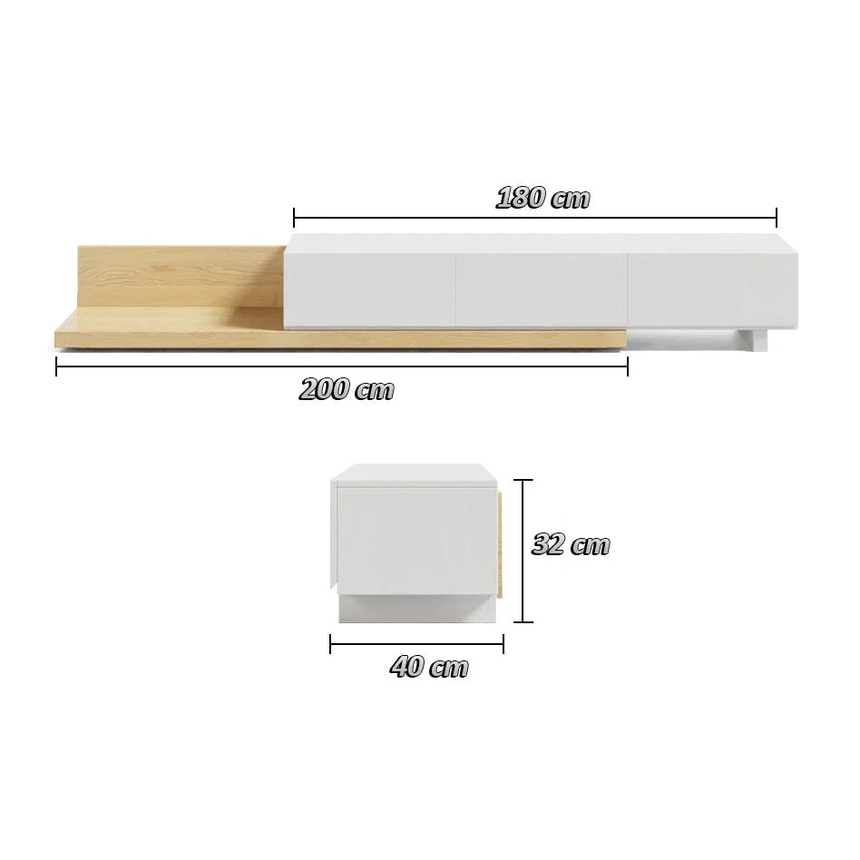 TV Unit - MDF Wood - Beige & White - 200x40x32 cm - Cataloug