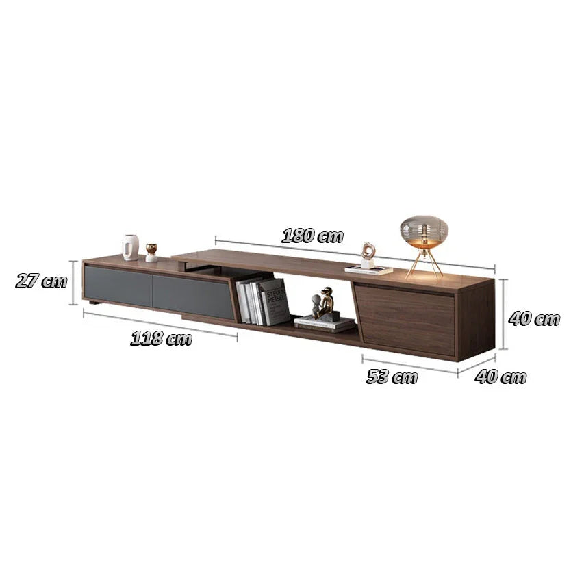 TV Unit - MDF Wood - Brown & Black - 180x40x40 cm - Cataloug
