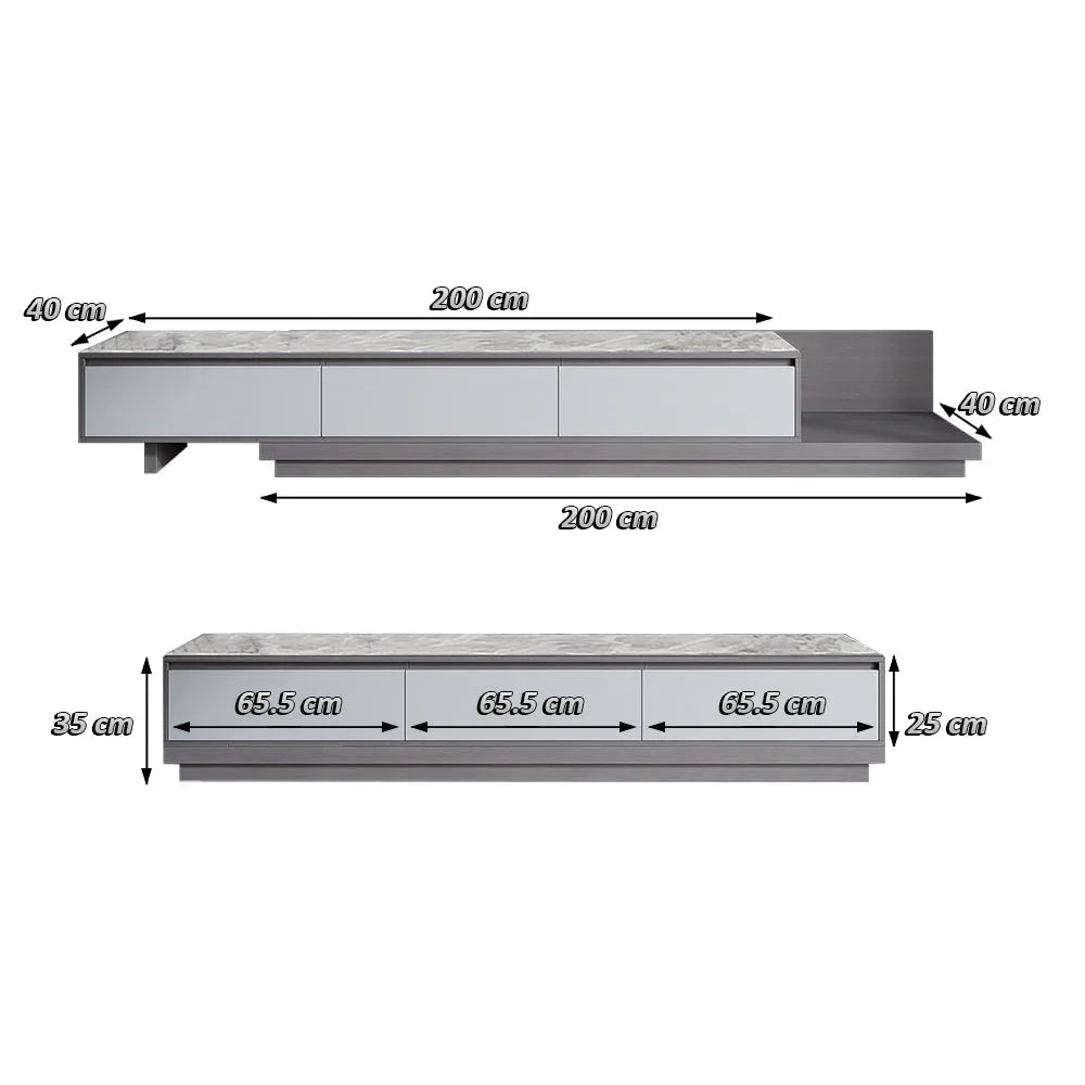 TV Unit - MDF Wood - Grey - 200x40x35 cm - Cataloug
