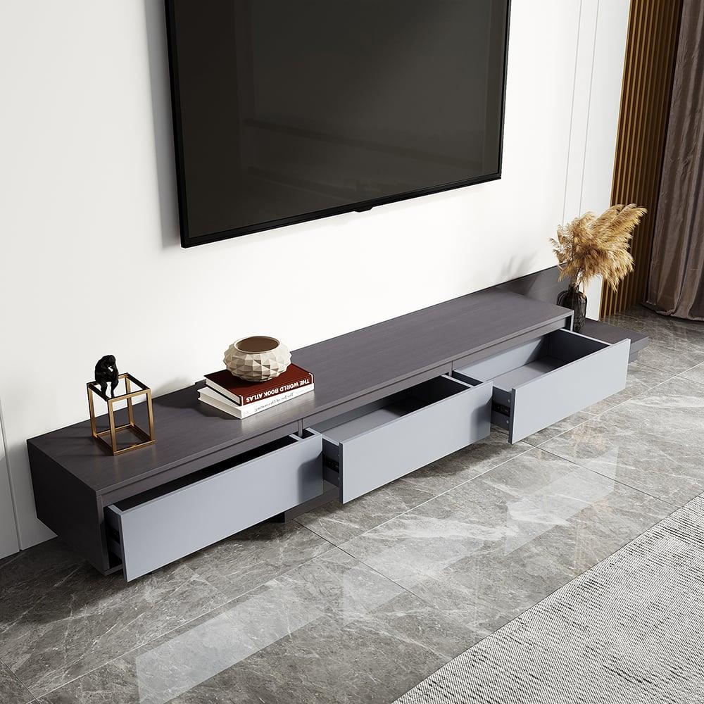 TV Unit - MDF Wood - Grey - 200x40x35 cm - Cataloug