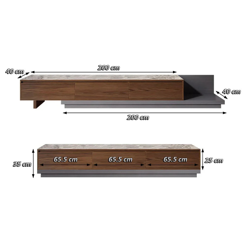 TV Unit - MDF Wood - Brown & Grey - 200x40x35 cm - Cataloug