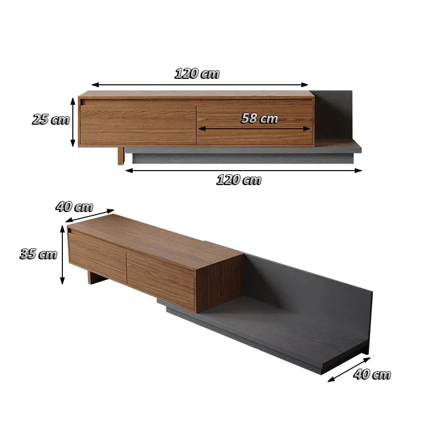 TV Unit - MDF Wood - Grey & Brown - 120x40x35 cm - Cataloug