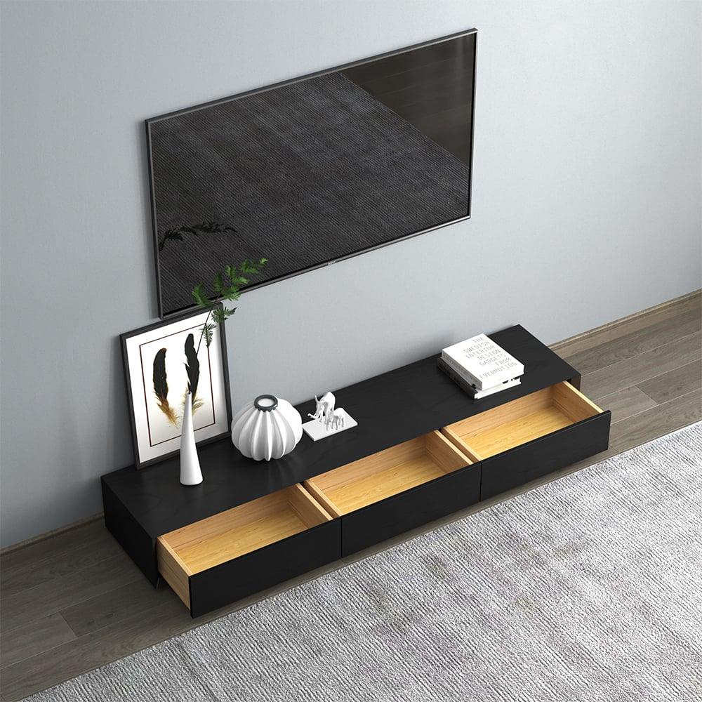 TV Unit - MDF Wood - Black - 180x40x25 cm - Cataloug
