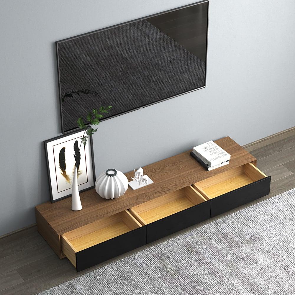 TV Unit - MDF Wood - Black & Brown - 180x40x25 cm - Cataloug