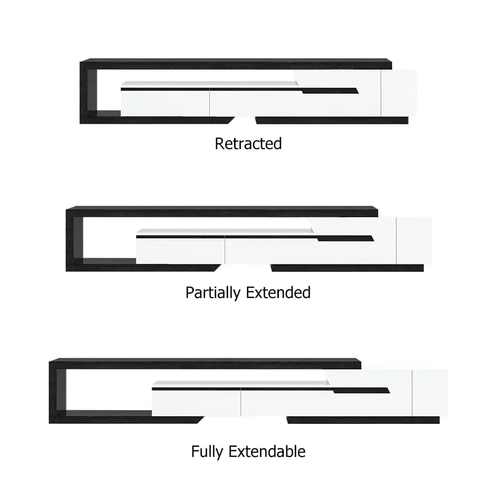 TV Unit - MDF Wood - Black & White - 210x40x40 cm - Cataloug