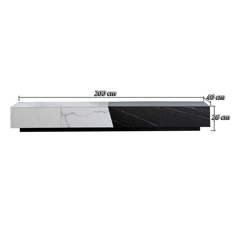 TV Unit- MDF Wood - White & Black - 200x40x26 cm - Cataloug