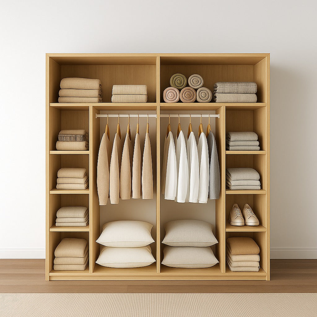 Wardrobe - MDF Wood -Beige & White - 180x60x200 cm