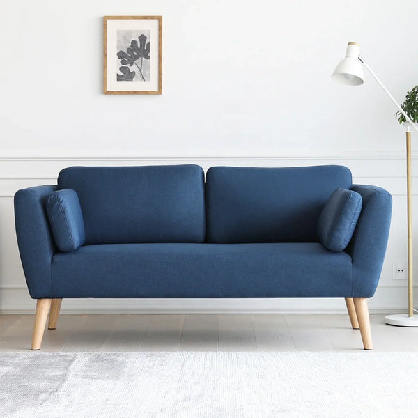 Sofa - Beech Wood - Linen Fabric - Blue 200x90x75 cm - Cataloug