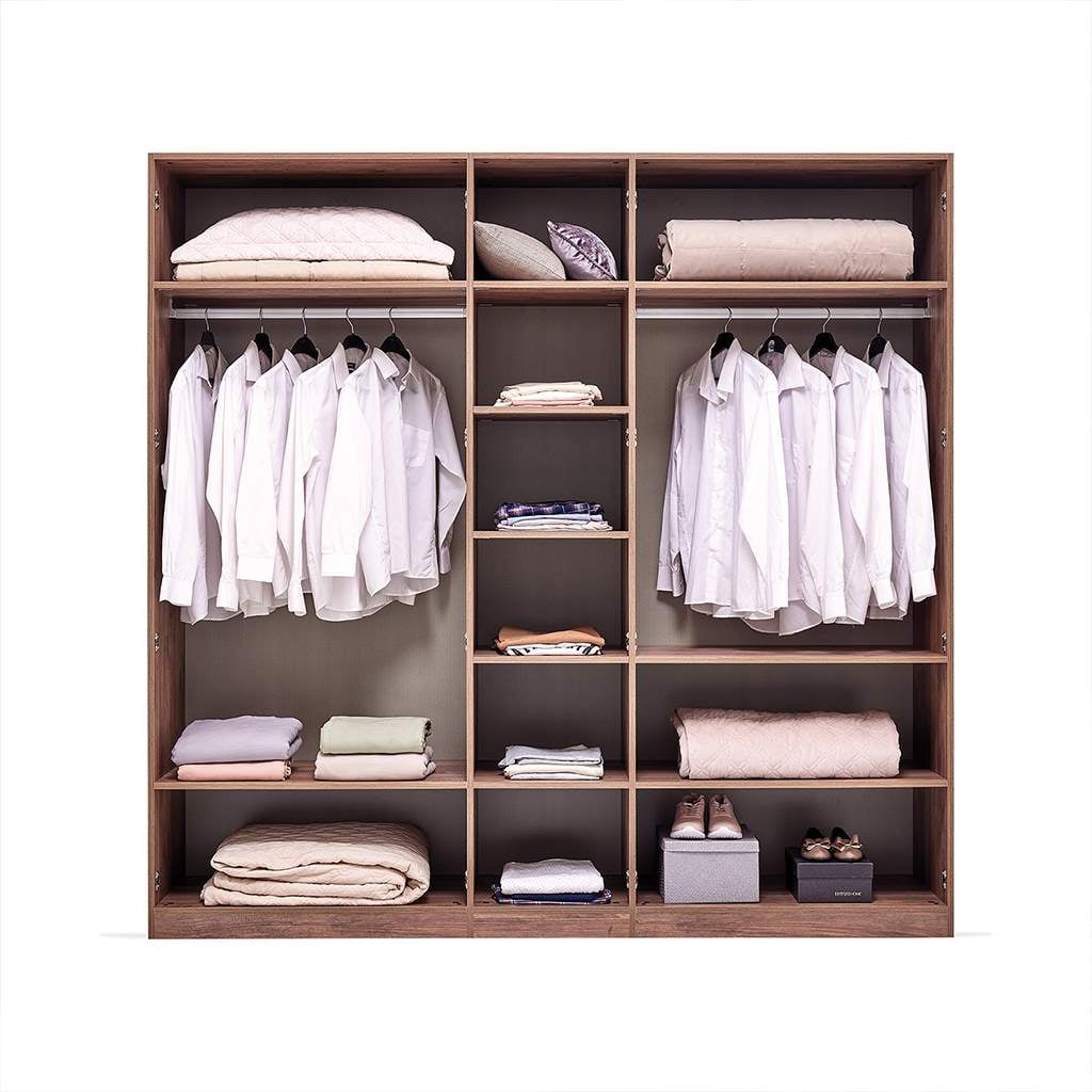 Wardrobe - MDF Wood -Beige & Gray - 200x50x200 cm