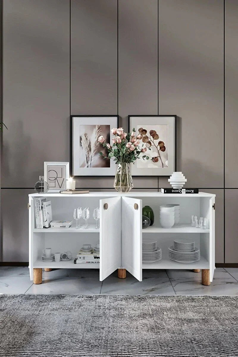 Buffet - MDF Wood - White - 160x40x80 cm