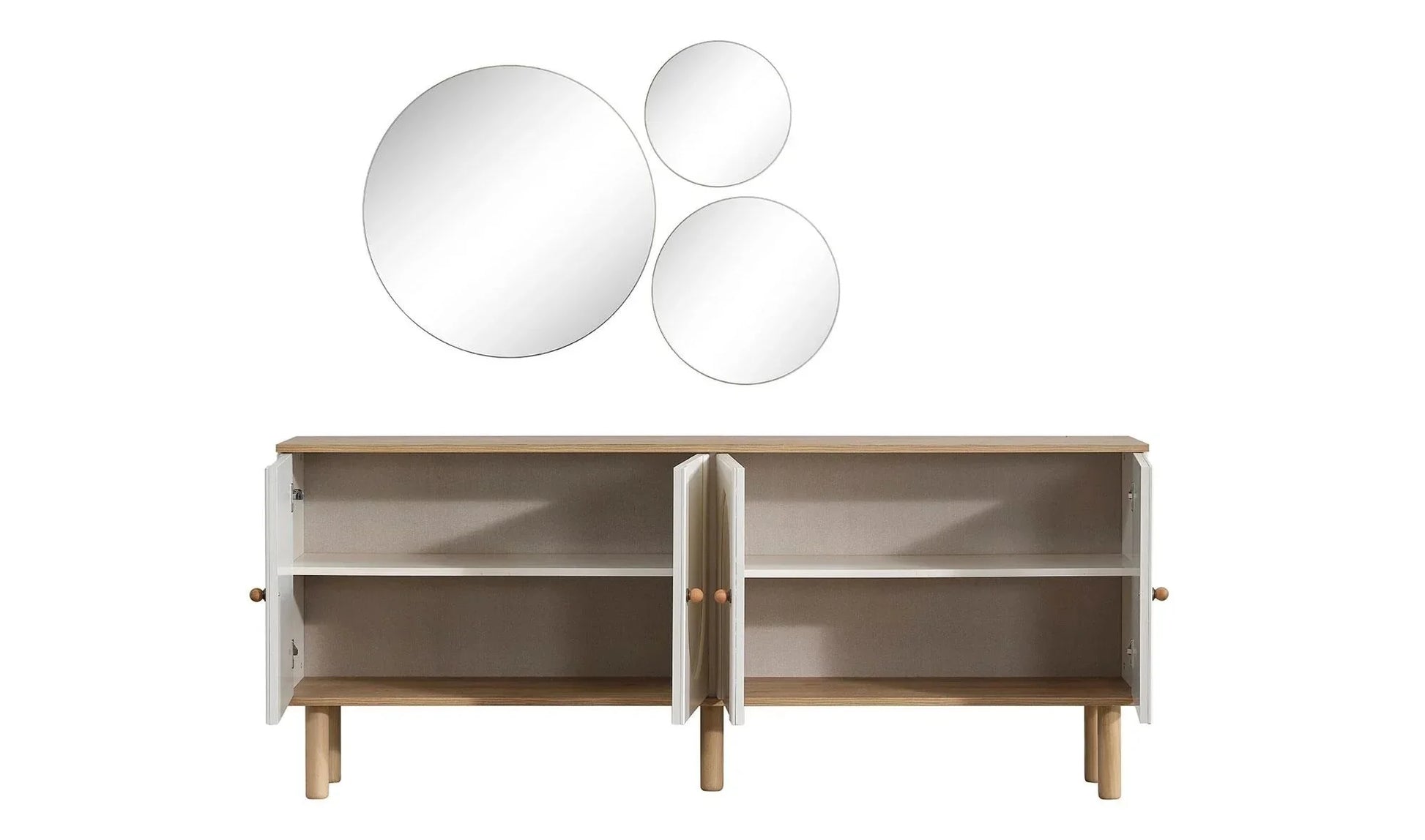 Buffet - MDF Wood - White & Beige - 160x40x80 cm - Cataloug
