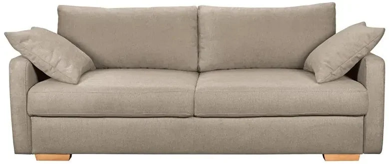 Sofa Bed - Beech Wood - Linen Fabric - Beige - 200x85 cm - Cataloug