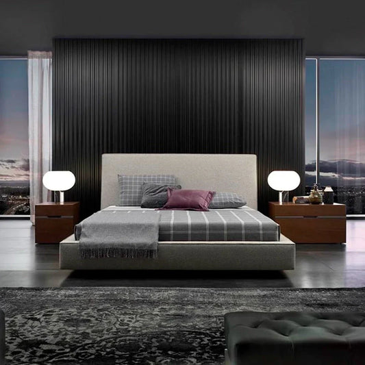 Bed - MDF - Linen - Beige - 180 cm - Cataloug