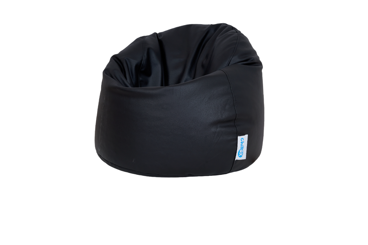 Standerd Leather Bean Bag - premium Leather - Black - 80x60 cm
