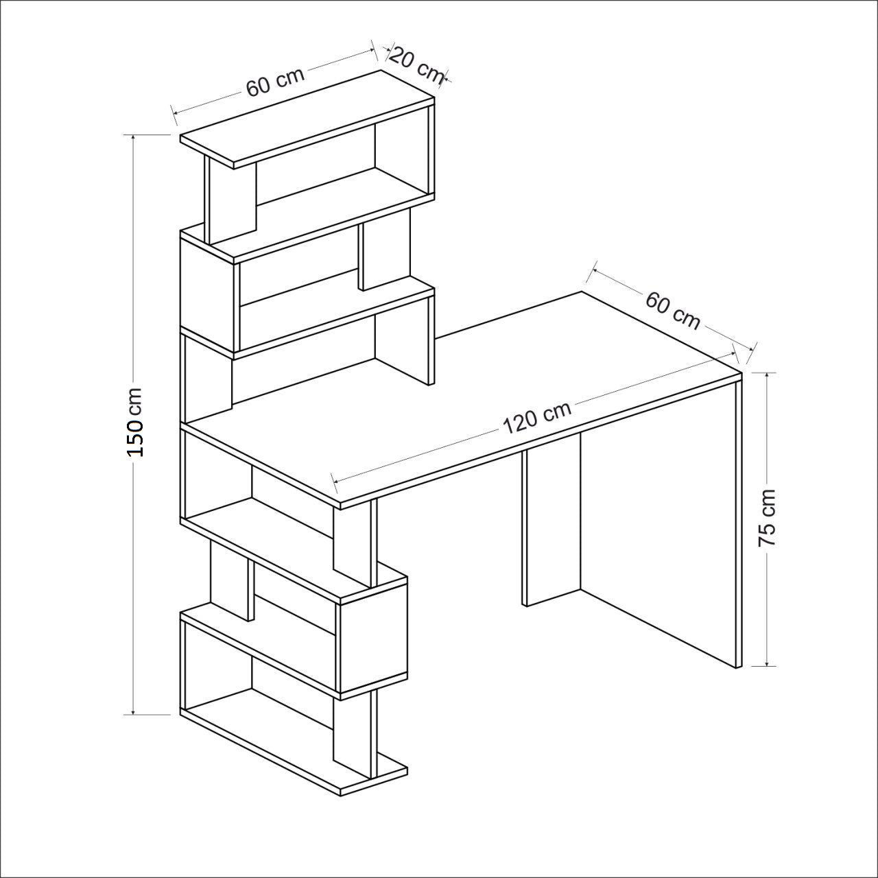 مكتب 120x60x150