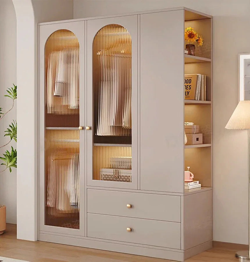 Wardrobe - MDF Wood - Beige - 140x55x200 cm - Cataloug