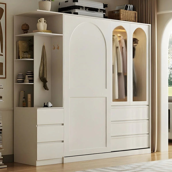 Wardrobe - MDF Wood - White - 160x60x240 cm - Cataloug