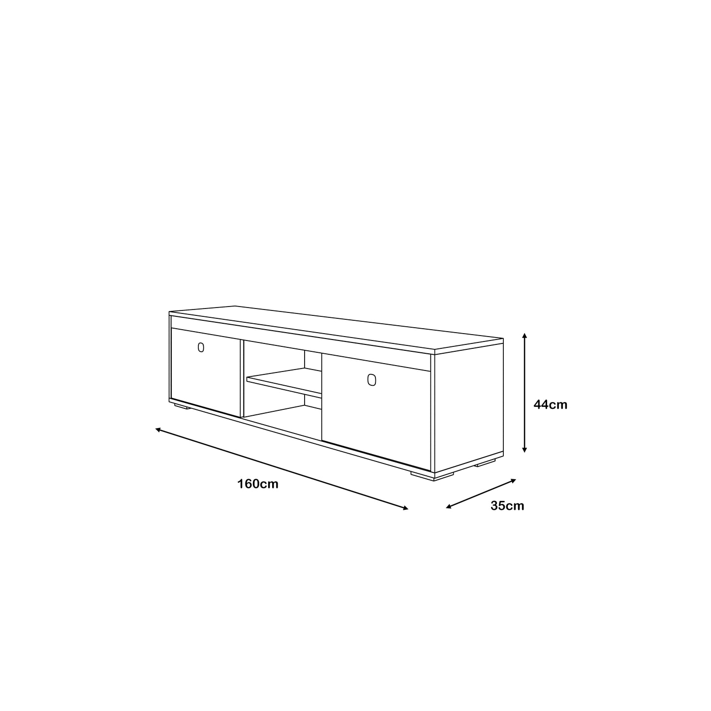 وحدة تلفزيون - خشب ام دي اف - متعدد الألوان - 160×35×44