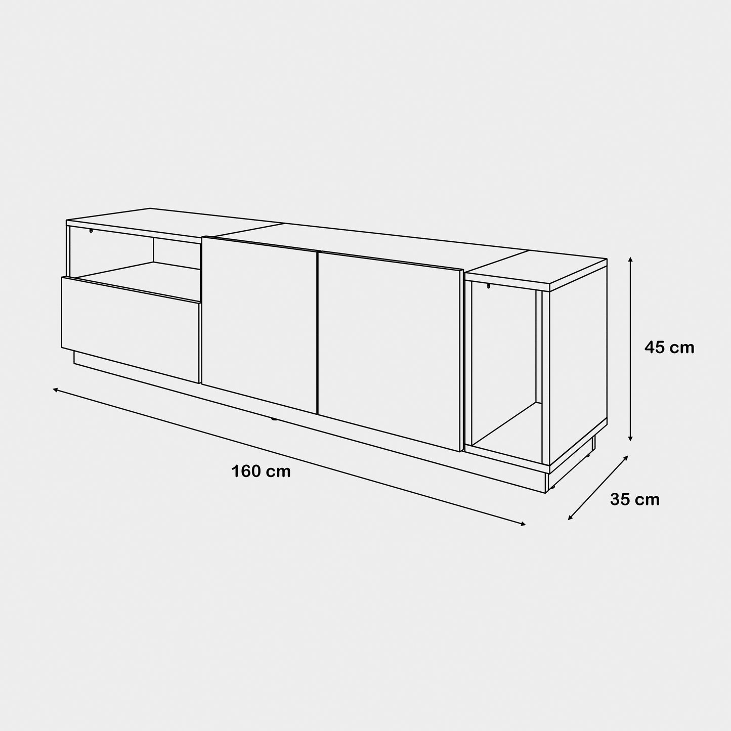 TV Unit - Multi Color - MDF - 160x35x45 cm