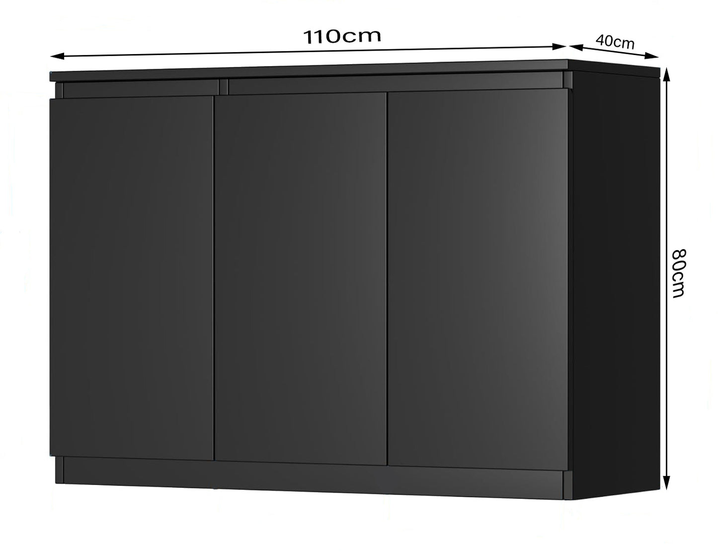 Buffet - MDF Wood - Black - 110x40x80 cm