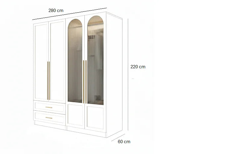 Wardrobe - MDF Wood - White - 180x60x220 cm