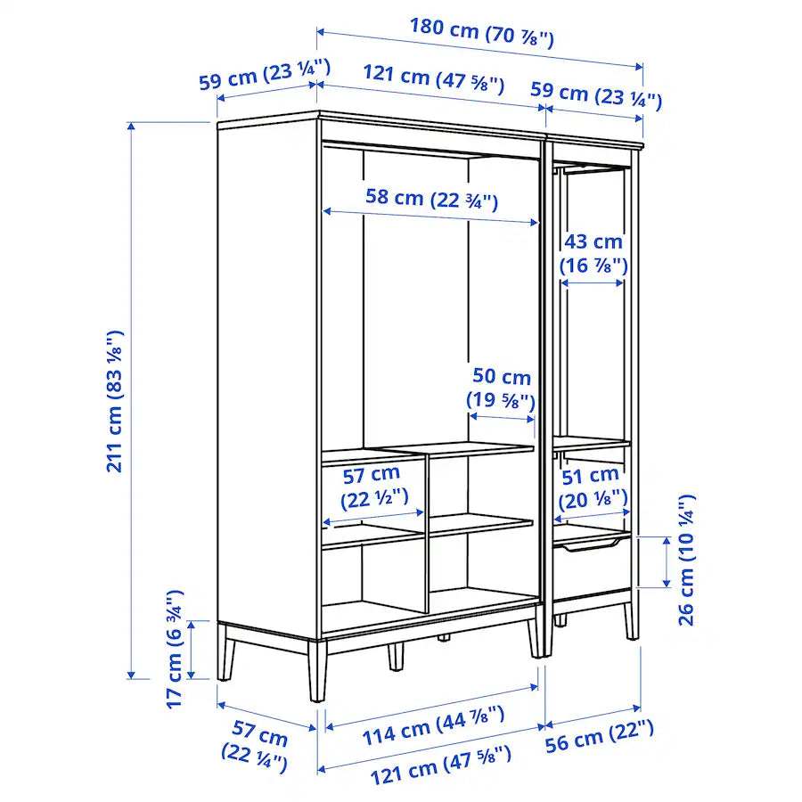 Wardrobe - MDF Wood - Brown -180x59x211 cm