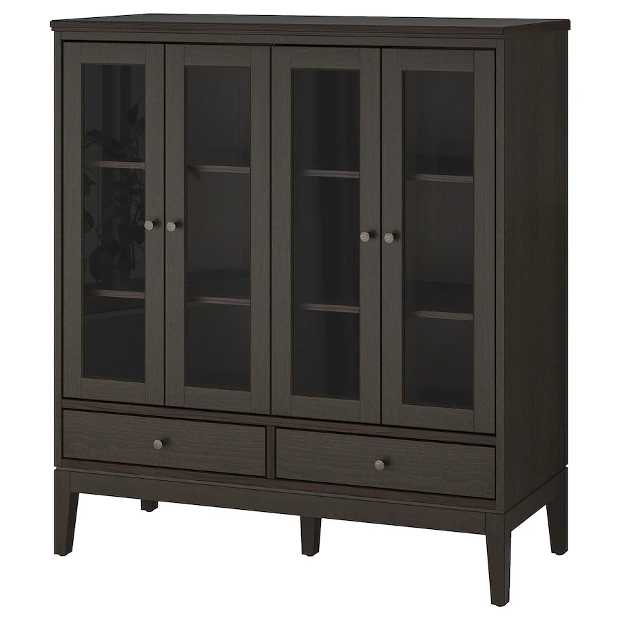 Cabinet  - MDF Wood & Glass- Brown - 121x50x135 cm