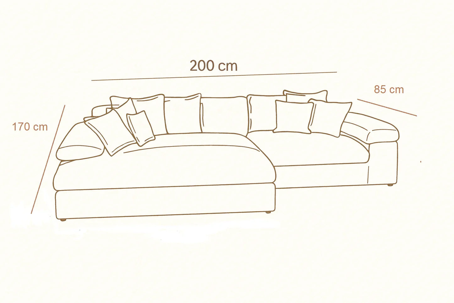 Sofa - Beech Wood - Linen Fabric - Pink - 200x170x85 cm - Cataloug