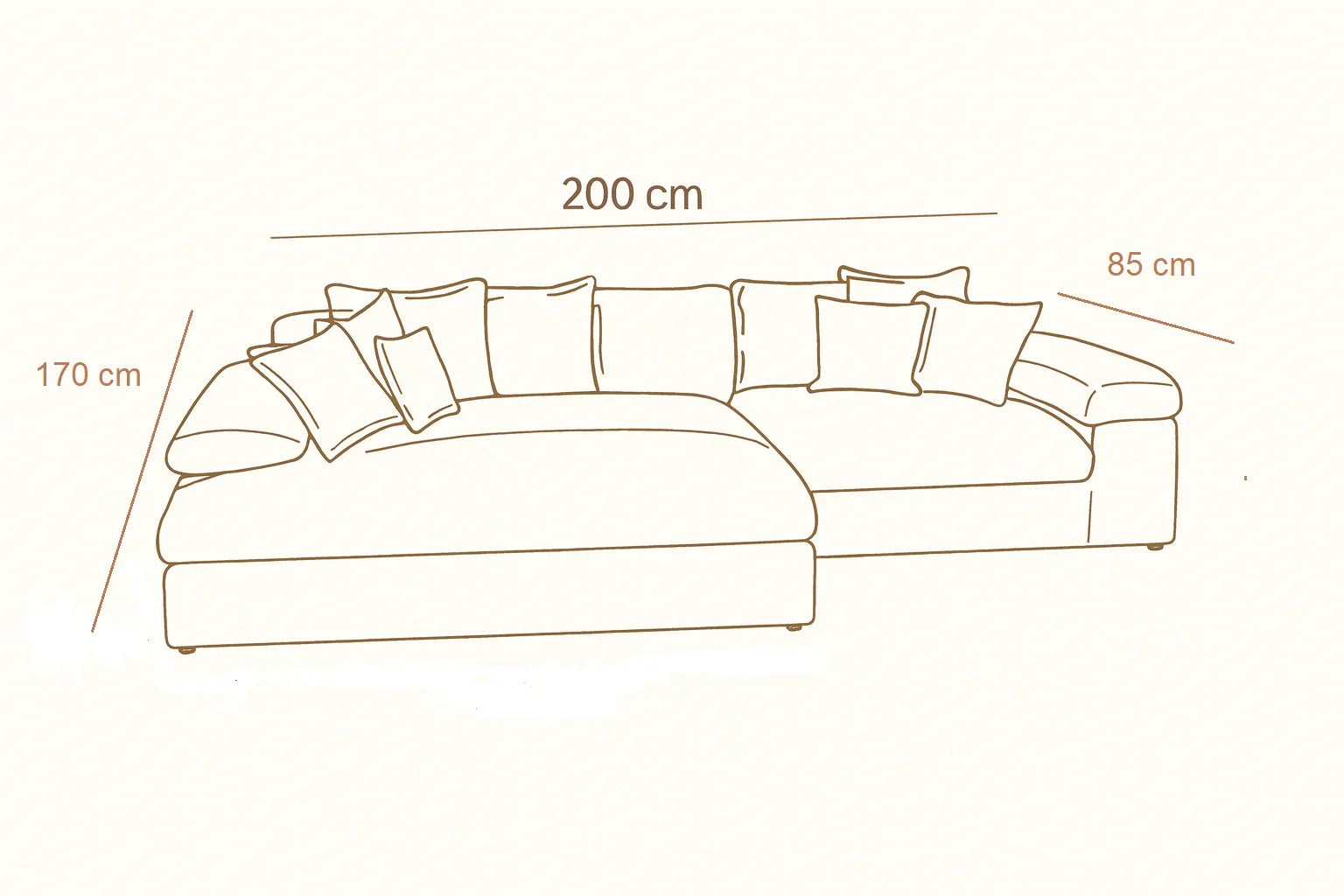 Sofa - Beech Wood - Linen Fabric - Pink - 200x170x85 cm - Cataloug