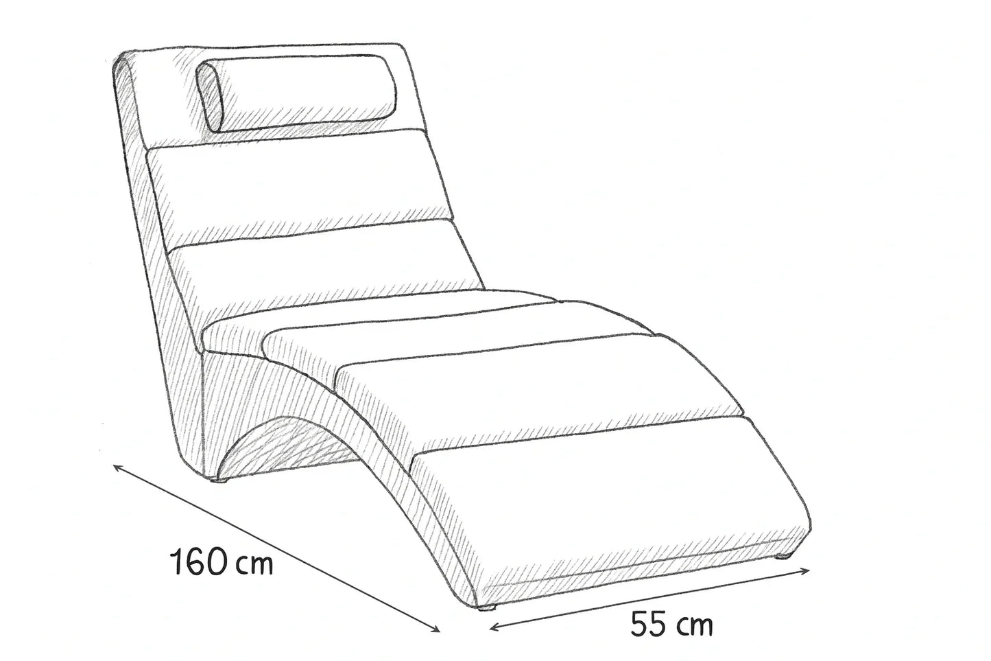 Recliner Chair - Beech Wood - Linen Fabric - Black - 160x55 cm - Cataloug