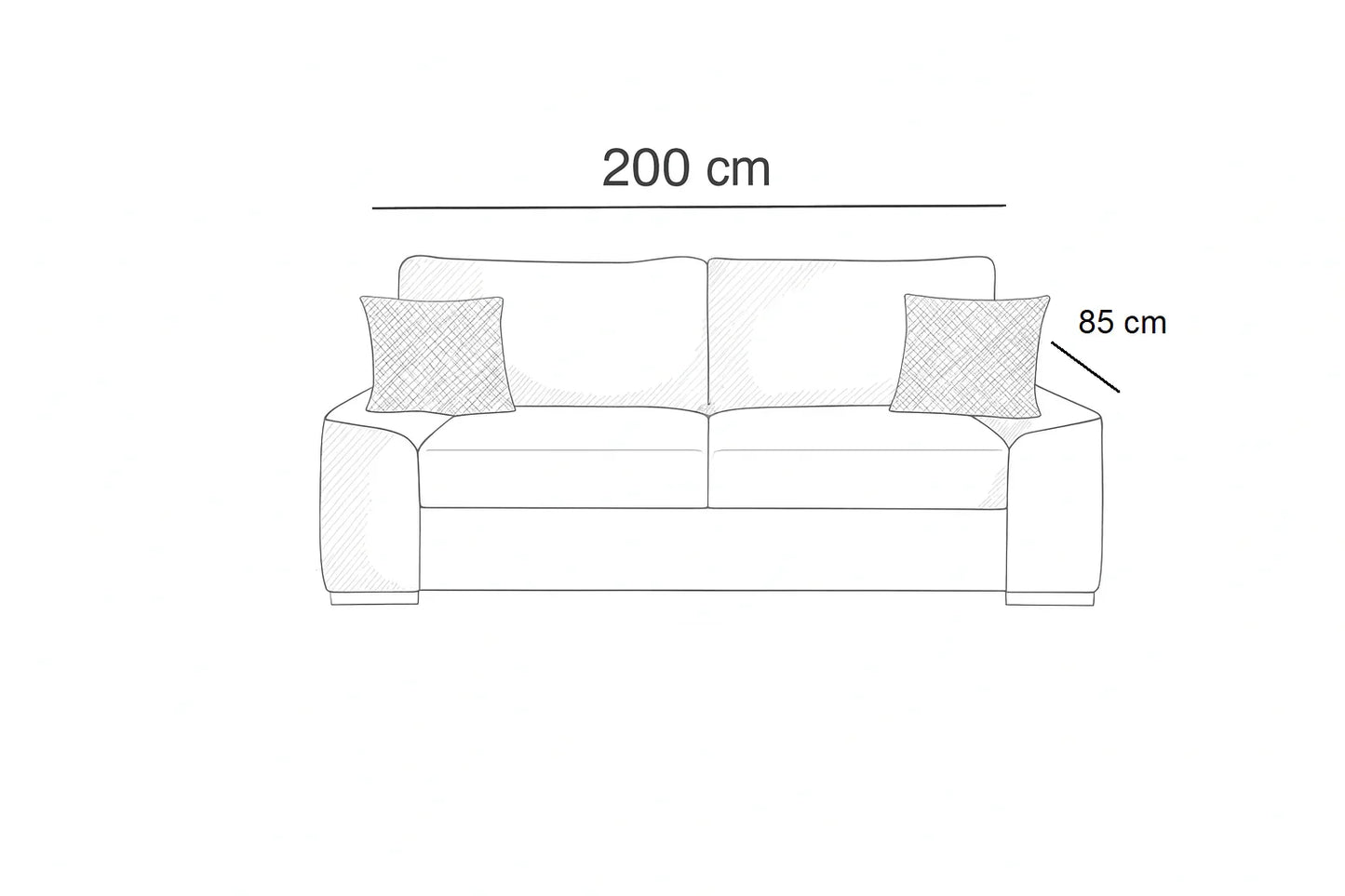 Sofa Bed - Beech Wood - Linen Fabric - Grey - 200x85 cm - Cataloug