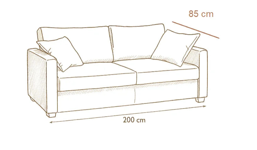 Sofa Bed - Beech Wood - Linen Fabric - Beige - 200x85 cm - Cataloug
