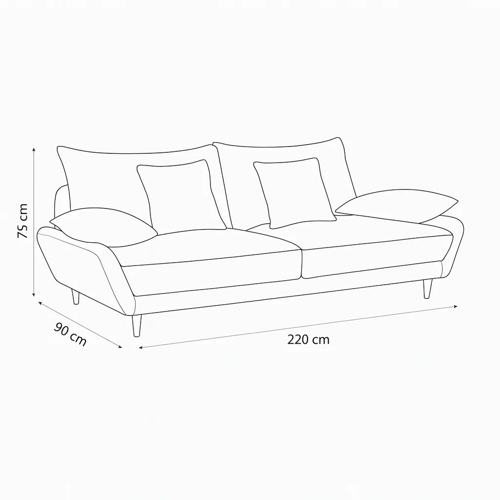 Sofa - Beech Wood - Velvet Fabric - Green - 220x90x75 cm - Cataloug