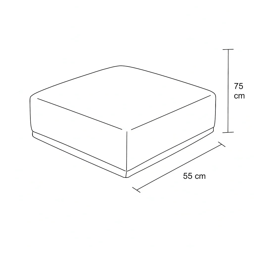 Pouf - Beech Wood - Linen Fabric - Grey - 55x75 cm - Cataloug