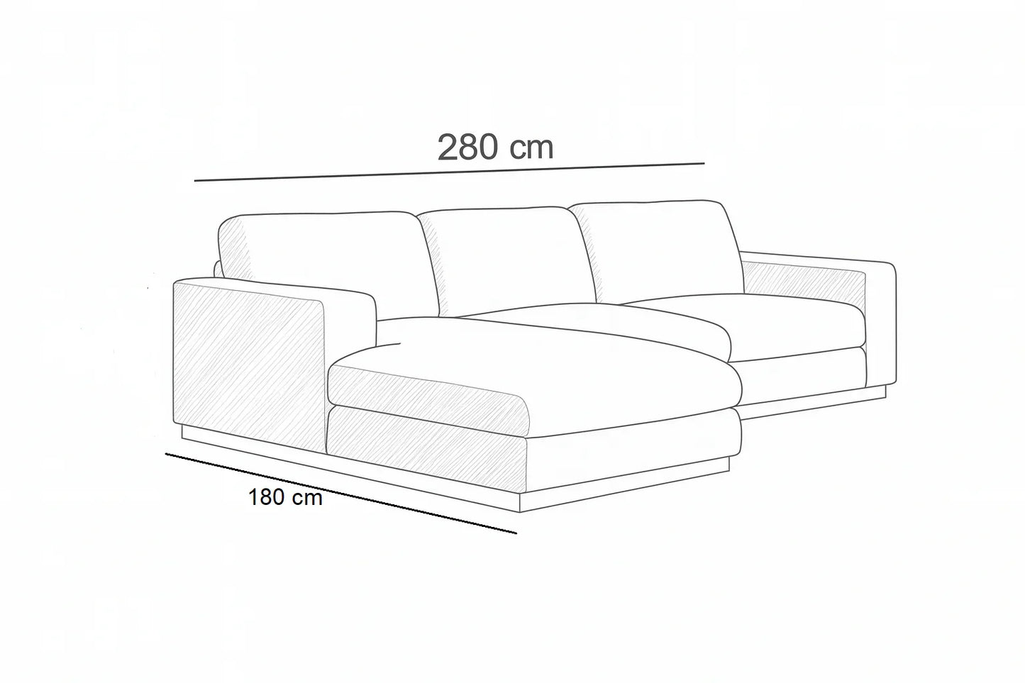 Sofa L Shape - Beech Wood - Velvet Fabric - Black - 280x180 cm - Cataloug