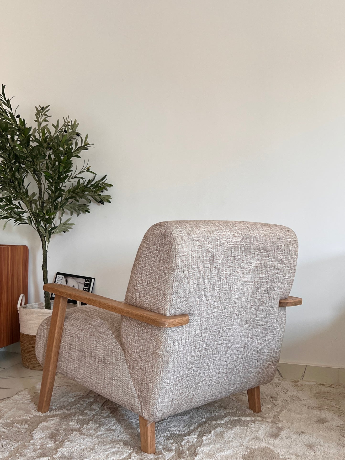 Chair - Oak Wood - Linen- Multi color - 85x85x90 cm - Cataloug