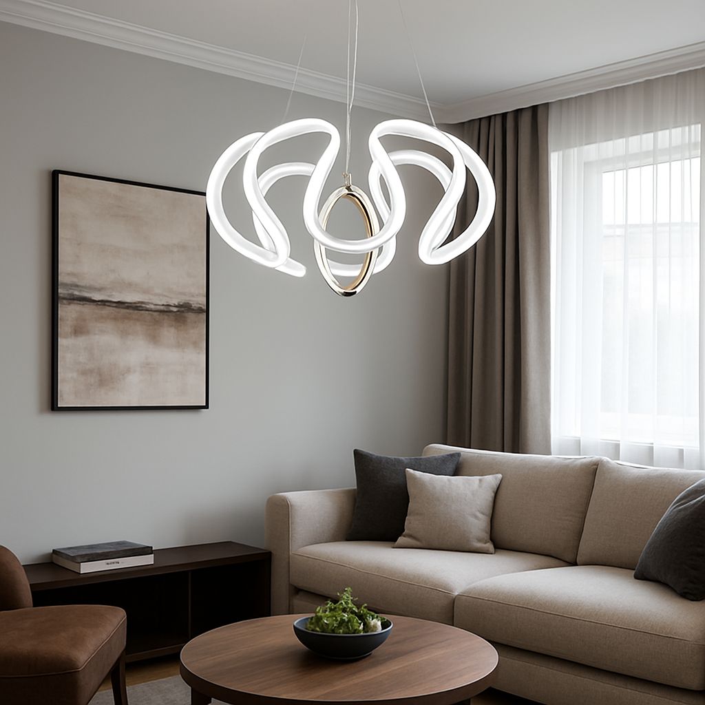 Chandelier - Metal & Plastic - White - 60×60×60 cm