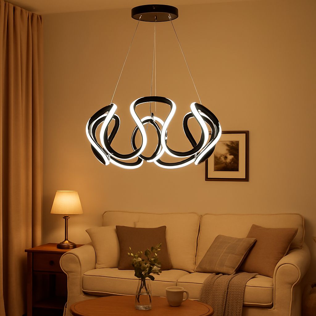 Chandelier - Metal & Plastic - Black - 60×60×60 cm