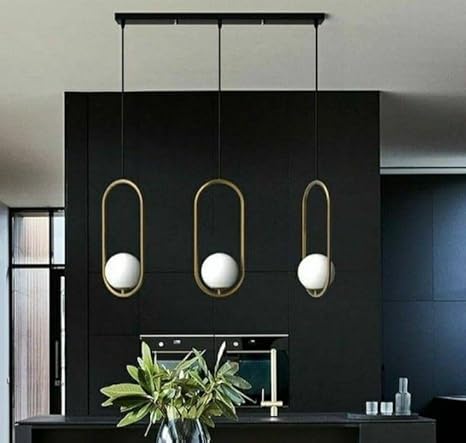 Ceiling Lamp - Aluminum & Glass - Black & Gold  - 50×50×50 cm
