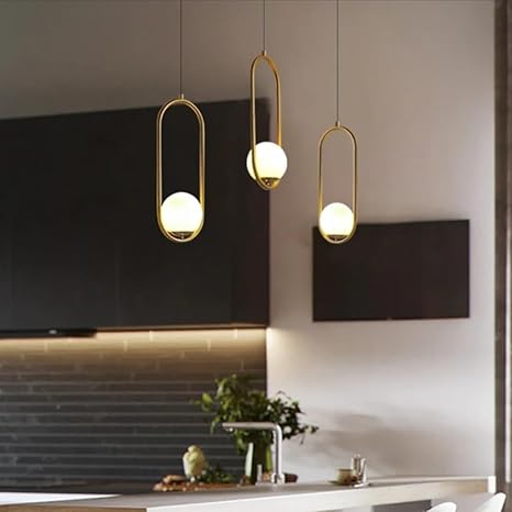 Ceiling Lamp - Aluminum & Glass - Black & Gold  - 50×50×50 cm