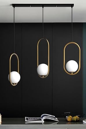 Ceiling Lamp - Aluminum & Glass - Black & Gold  - 50×50×50 cm