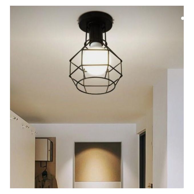 Ceiling Lamp - Metal - Black - 25×20×25 cm