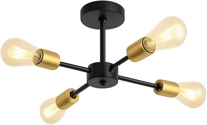 Chandelier - Metal - Black & Gold - 40×50×40 cm