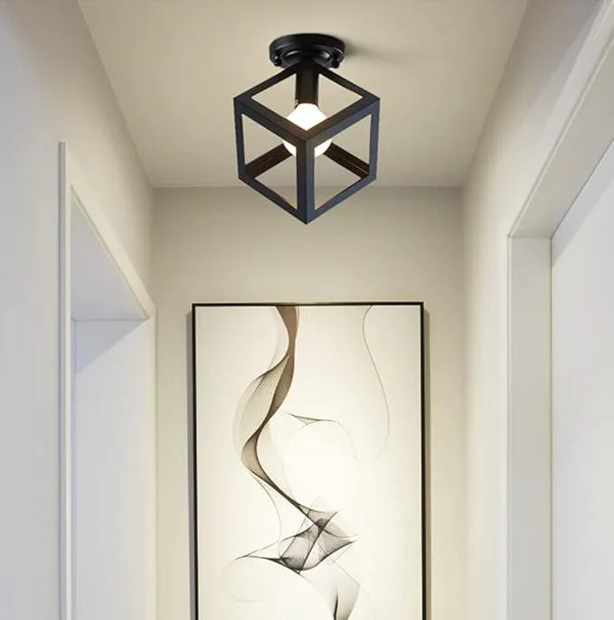 Ceiling Lamp - Metal - Black - 30×30×30 cm