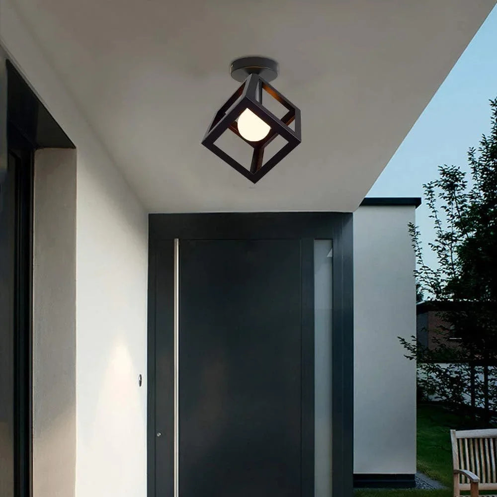 Ceiling Lamp - Metal - Black - 30×30×30 cm