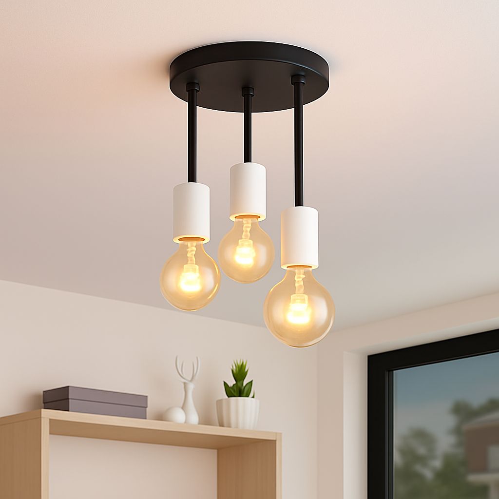 Chandelier - Metal - Black & White - 40×30×40 cm